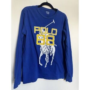 Polo‎ Ralph Lauren Shirt Europe XL Youth Long Sleeve Royal Blue Big Pony 88